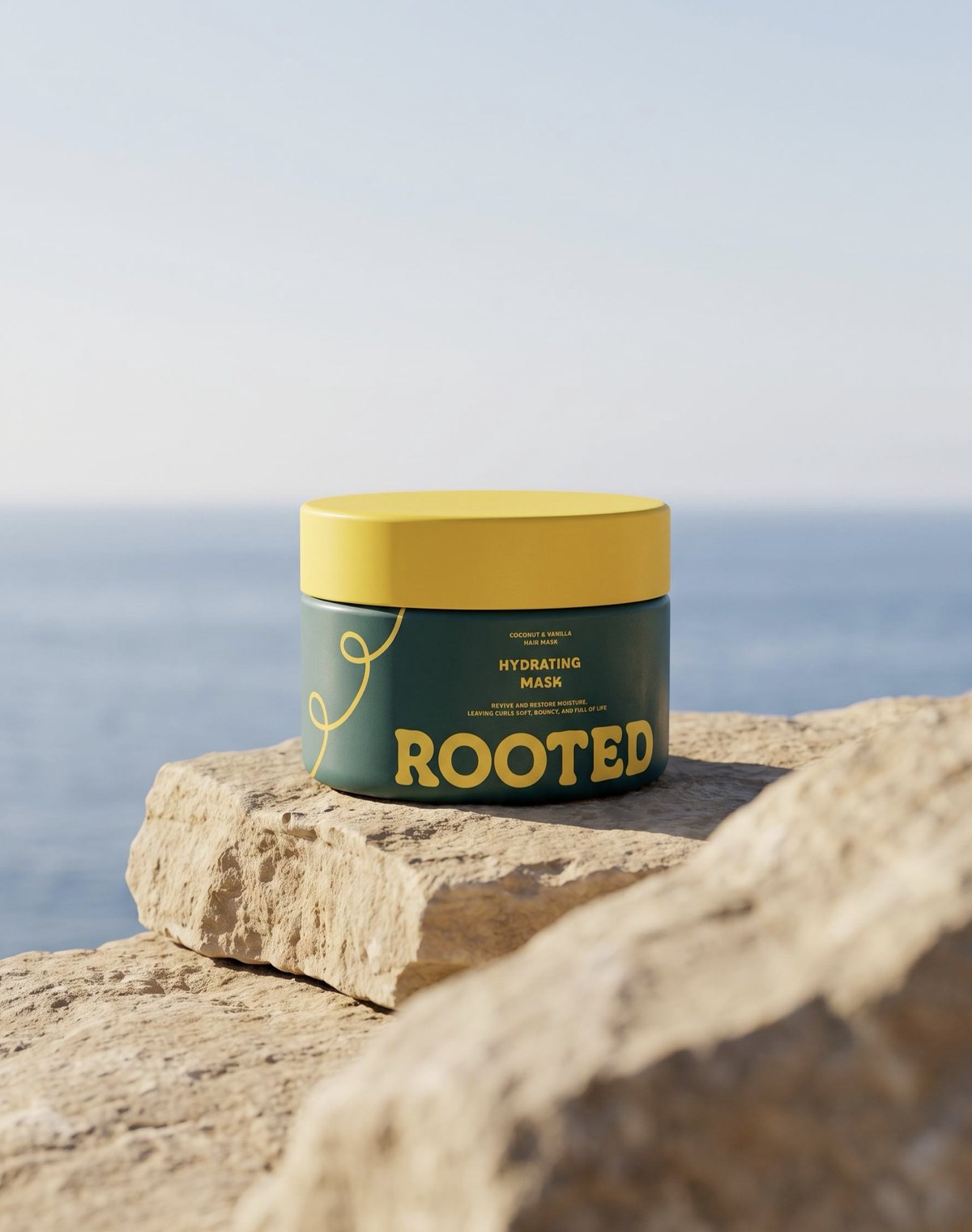 Mascarilla Rooted sobre una roca junto al mar